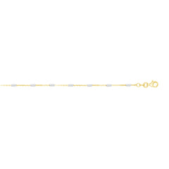 14K Gold 1.4mm Two-tone Polished Bar Station Saturn 20 Chain with Lobster Lock