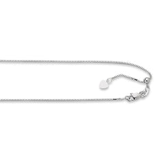 14K White Gold 0.85mm Adjustable Box 30 Chain with Lobster Lock