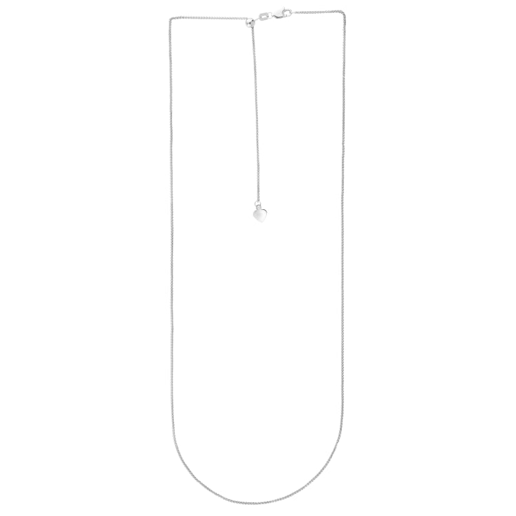 14K White Gold 1mm Adjustable Wheat 30 Chain with Lobster Lock