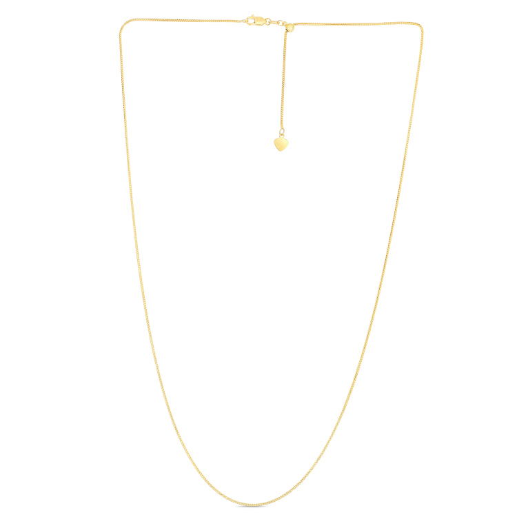 14K Yellow Gold 1mm Adjustable Franco 22 Chain with Lobster Lock