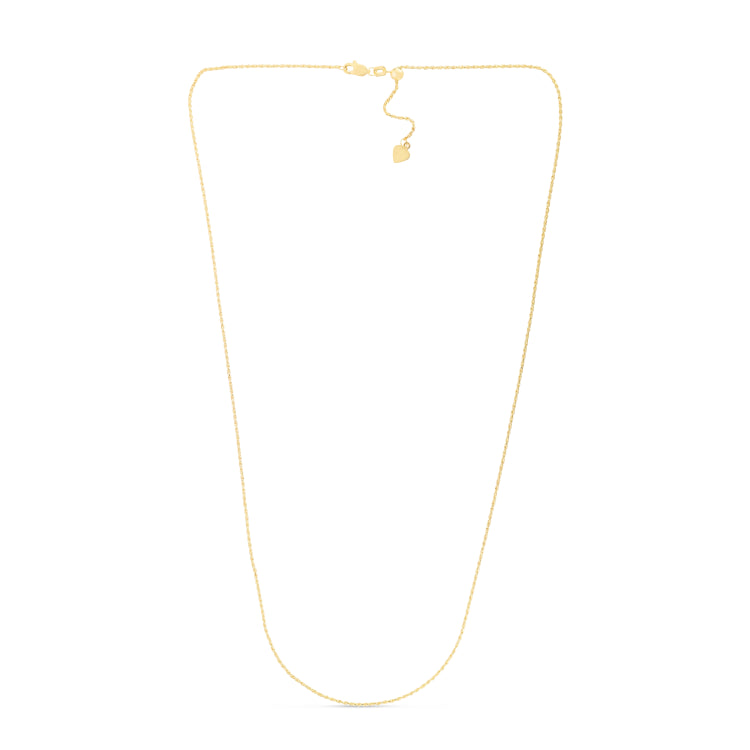 14K Yellow Gold 0.95mm Adjustable Rope 22 Chain with Lobster Lock
