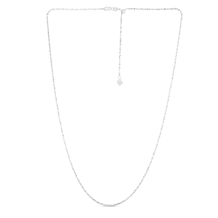 14K White Gold 1.2mm Adjustable Sparkle 22 Chain with Lobster Lock