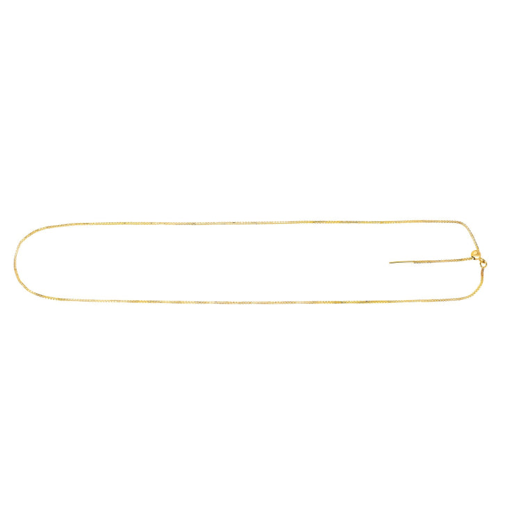 14K Yellow Gold .95mm Endless Adjustable Concave Box 22 Chain with Endless Lock