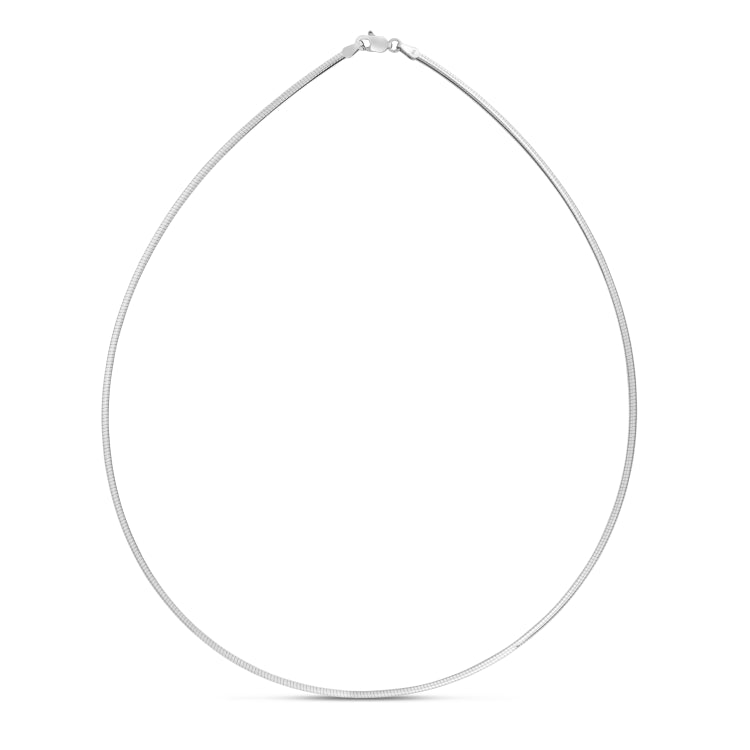14K White Gold 2mm Classic Omega with Lobster Lock