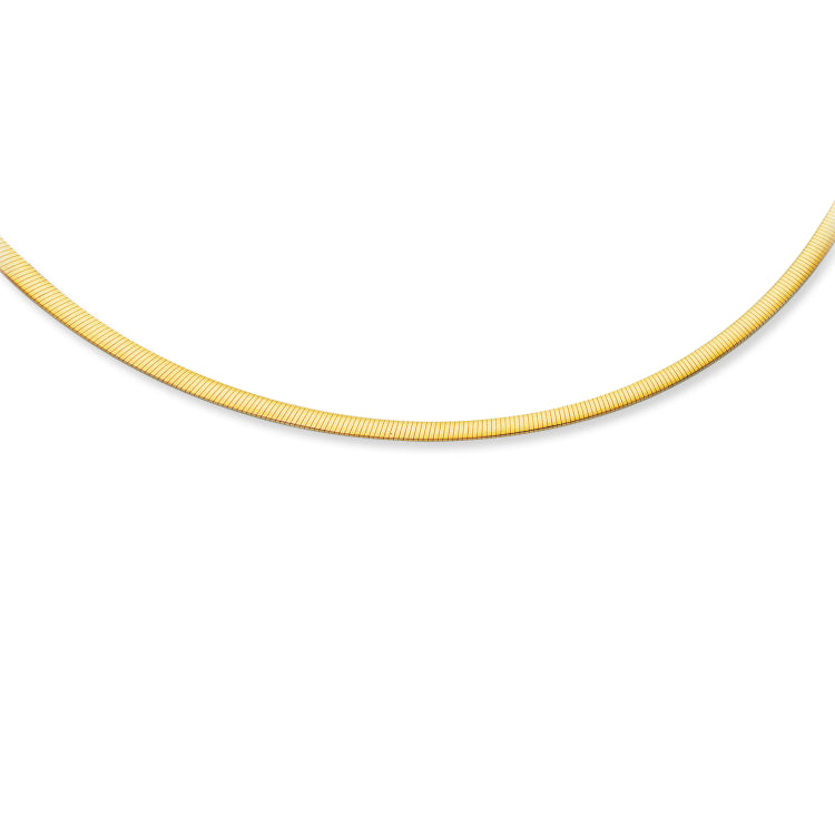 14K Gold 4mm Reversible 18 Omega with Box Lock