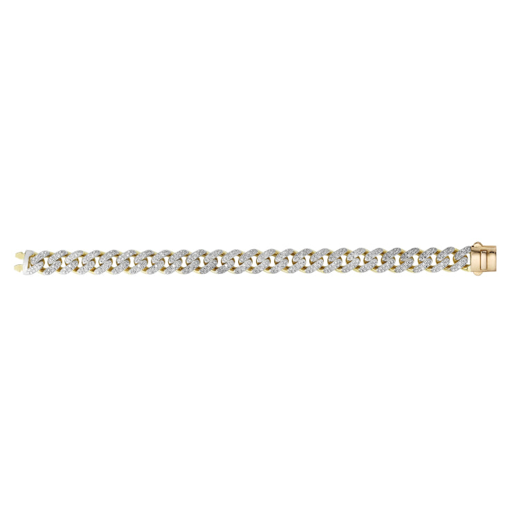 14K Yellow Gold 11.5mm Lite Miami Cuban 8.25 Chain Bracelet with Diamonds