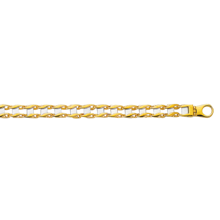14K Yellow and White Gold Railroad Link 8.5 Bracelet
