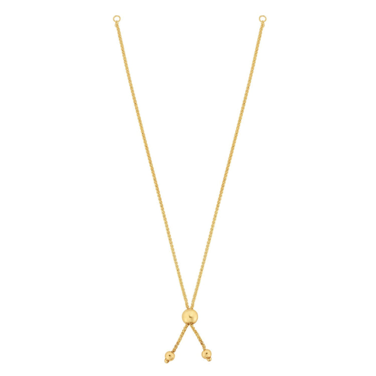 10K Yellow Gold 8 Round Wheat 8 Chain Bracelet with Ball Slide Friendship Bracelet