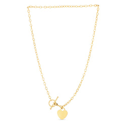 14K Yellow Gold 7.5 Heart Charm & Toggle Oval Link Bracelet