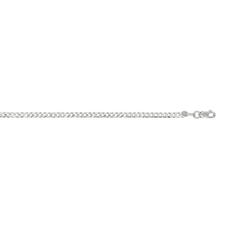 14K White Gold 24 2.6mm Comfort Curb Chain