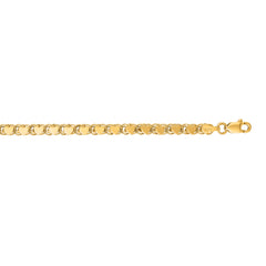 14K Yellow Gold 3.2mm Heart 7 Chain Bracelet with Lobster Lock