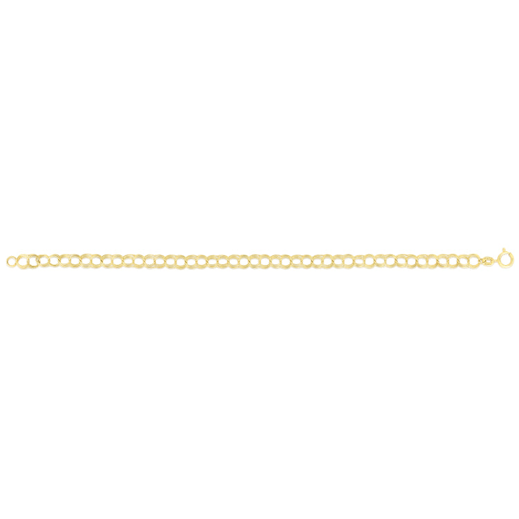 14K Yellow Gold 7 Small Double Link Lite Charm Bracelet with Spring Ring