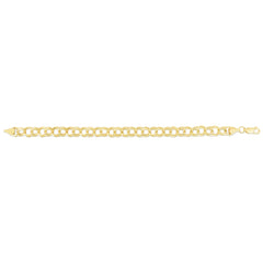 14K Yellow Gold 7mm Medium Double Link Charm 8 Bracelet with Lobster Lock