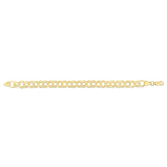 14K Yellow Gold 8mm Large Double Link Charm 8 Bracelet with Lobster Lock