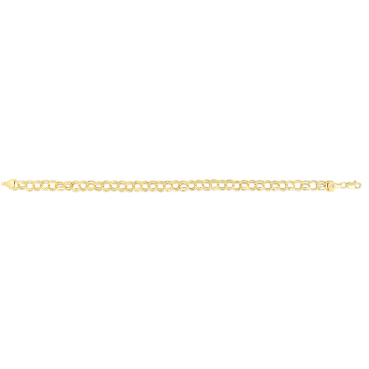14K Yellow Gold 8 Lite Charm Bracelet with Lobster Clasp
