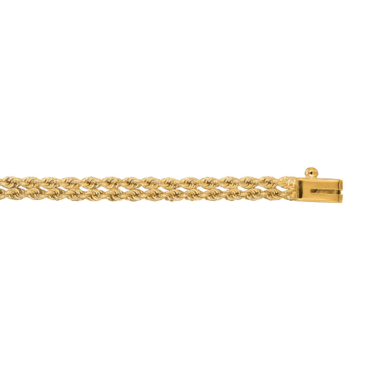 14K Yellow Gold 3.9mm Multi-Row Rope 7 Chain Bracelet Bracelet with Box Lock