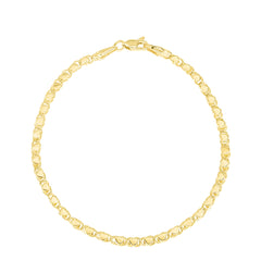 14K Yellow Gold 3mm Heart 18 Chain with Lobster Lock