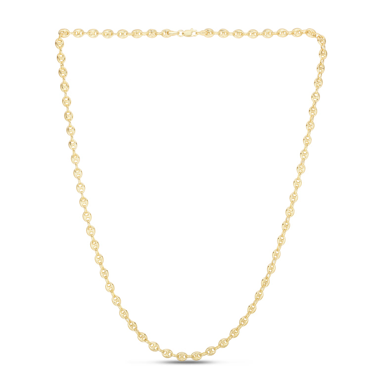 14K Yellow Gold 7 Puffed Mariner Chain Bracelet