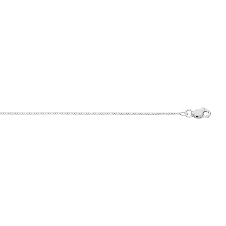 10K White Gold 0.78mm Classic Box 22 Chain with Lobster Lock