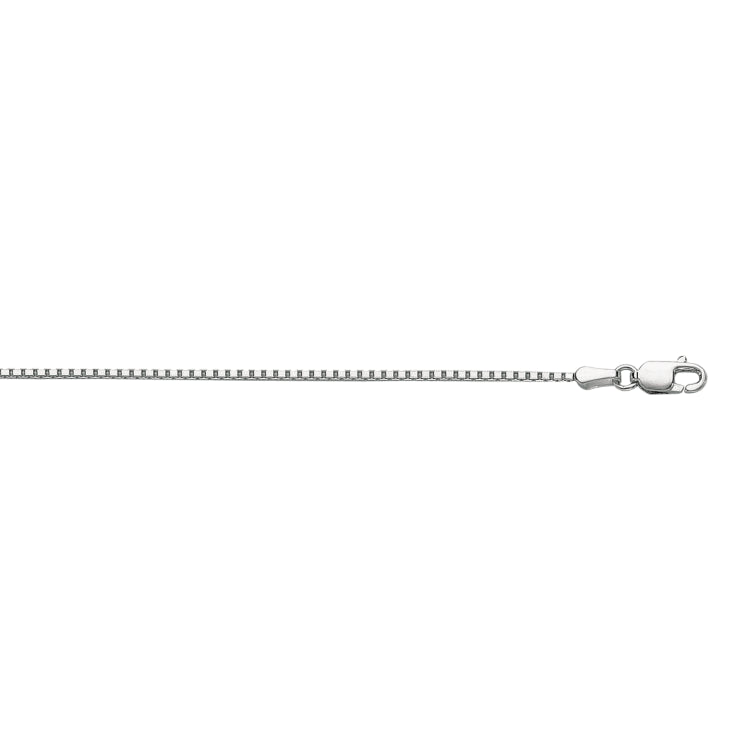 10K White Gold 1.2mm Octagonal Box 20 Chain with Lobster Lock