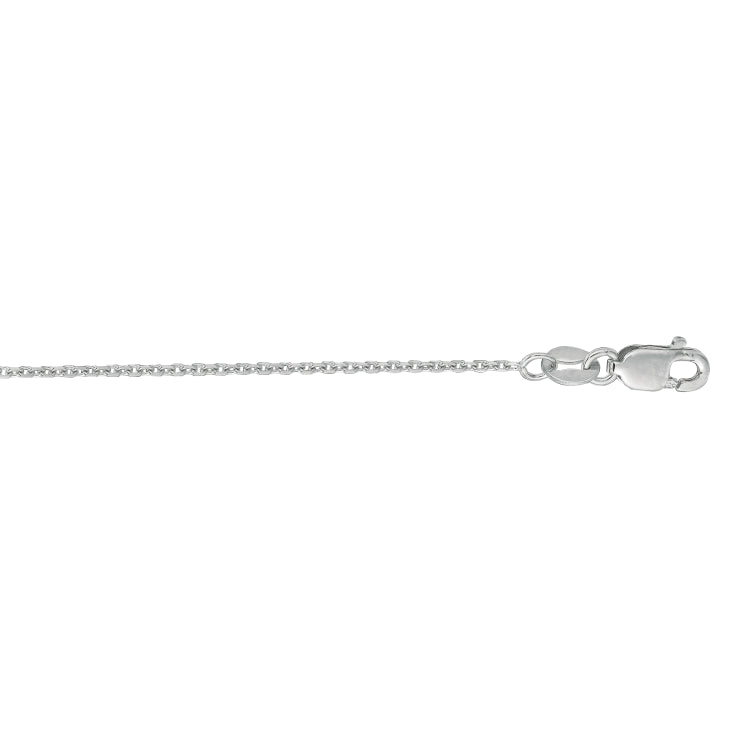 10K White Gold 1.1mm Diamond Cut Cable 20 Chain with Lobster Lock