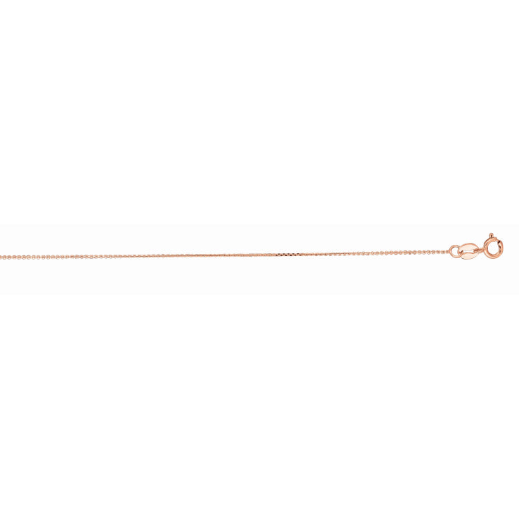 10K Rose Gold 1.1mm Diamond Cut Cable 16 Chain with Lobster Lock