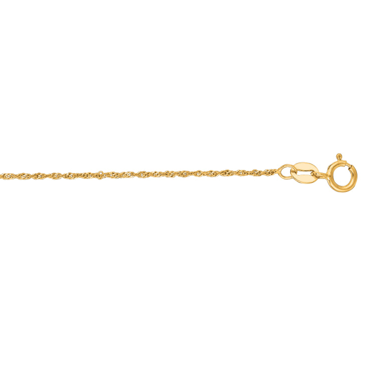 10K Yellow Gold 1.1mm Singapore 16 Chain with Spring Ring Clasp