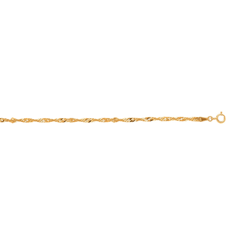 10K Yellow Gold 2.2mm Singapore 18 Chain with Spring Ring Clasp