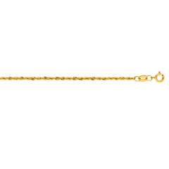 10K Yellow Gold 1.5mm Diamond Cut Lite Rope 20 Chain with Lobster Lock