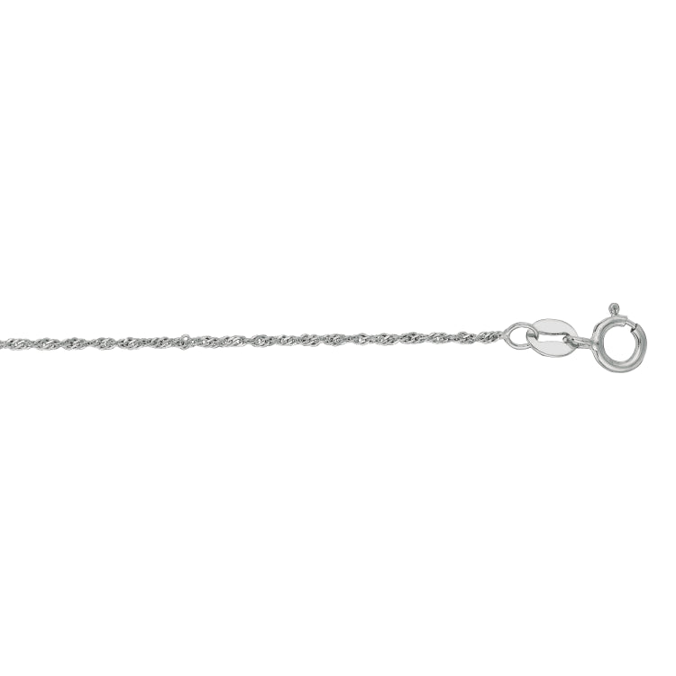 10K White Gold 1.1mm Singapore 20 Chain with Spring Ring Clasp