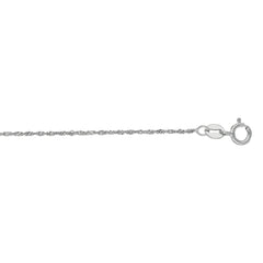 10K White Gold 1.1mm Singapore 20 Chain with Spring Ring Clasp