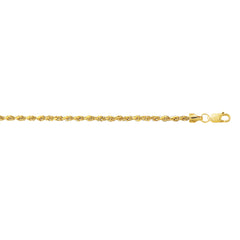 10K Yellow Gold 2.0mm Diamond Cut Lite Rope 24 Chain with Lobster Lock