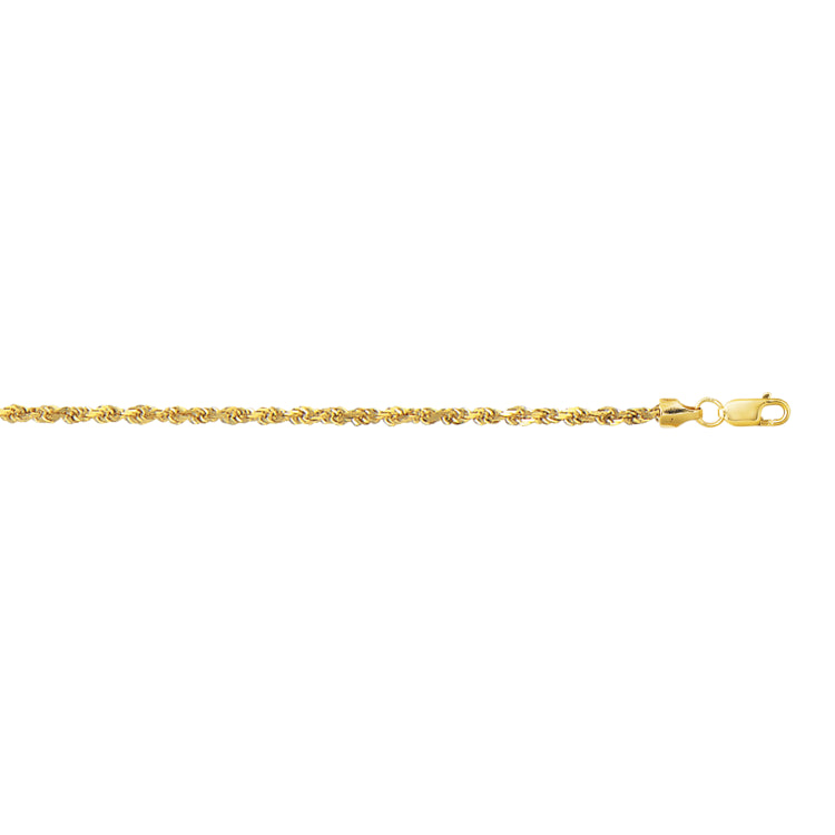10K Yellow Gold 2.5mm Diamond Cut Lite Rope 20 Chain with Lobster Lock