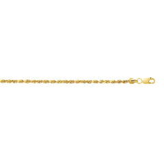 10K Yellow Gold 2.5mm Diamond Cut Lite Rope 22 Chain with Lobster Lock
