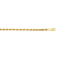 10K Yellow Gold 3.2mm Diamond Cut Lite Rope 18 Chain with Lobster Lock