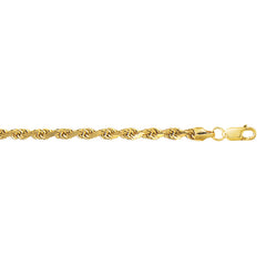 10K Yellow Gold 4.0mm Diamond Cut Lite Rope 8 Chain Bracelet with Lobster Lock