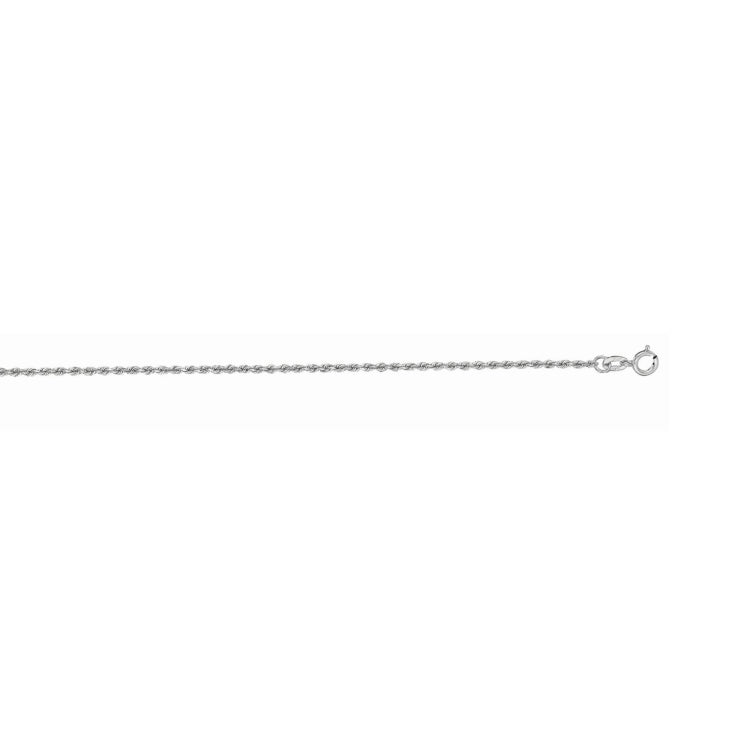 10K White Gold 1.4mm Solid Diamond Cut Royal Rope 20 Chain with Spring Ring Clasp