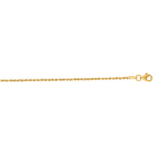 10K Yellow Gold 1.6mm Solid Diamond Cut Royal Rope 18 Chain with Lobster Lock