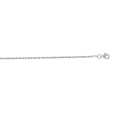 10K White Gold 1.6mm Solid Diamond Cut Royal Rope 16 Chain with Lobster Lock
