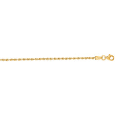 10K Yellow Gold 1.8mm Solid Diamond Cut Royal Rope 16 Chain with Lobster Lock