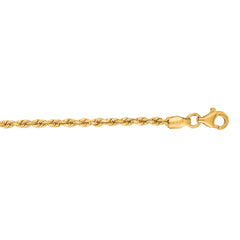 10K Yellow Gold 2mm Solid Diamond Cut Royal Rope 16 Chain with Lobster Lock
