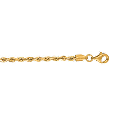 10K Yellow Gold 2.75mm Solid Diamond Cut Royal Rope 22 Chain with Lobster Lock