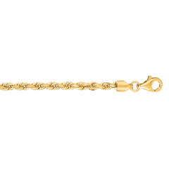 10K Yellow Gold 3.0mm Solid Diamond Cut Royal Rope 22 Chain with Lobster Lock