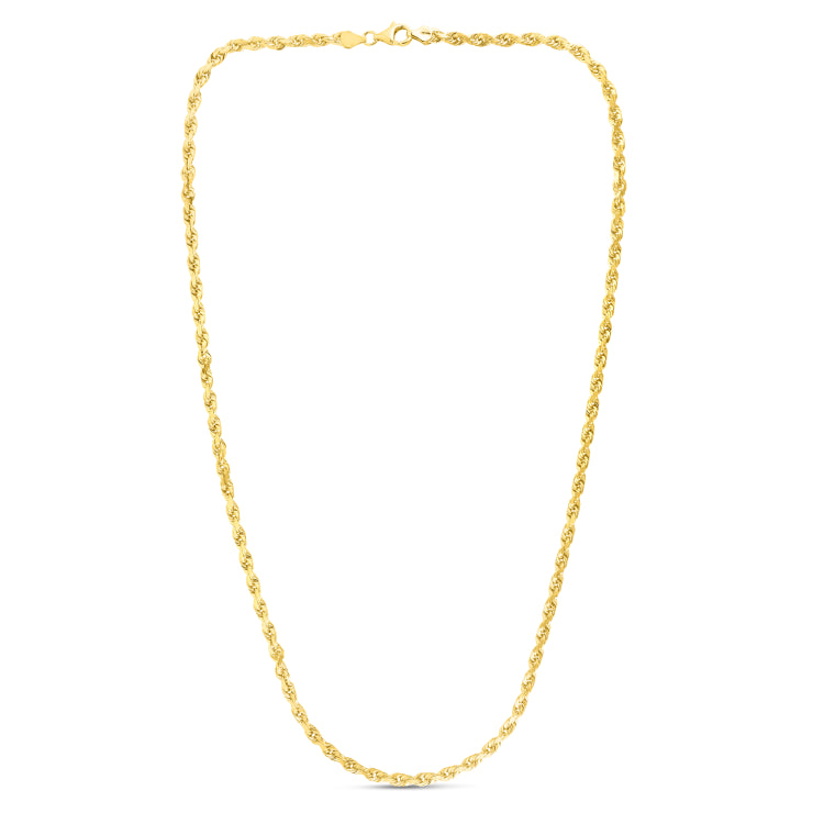 10K Yellow Gold 5.0mm Solid Diamond Cut Royal Rope 24 Chain with Lobster Lock