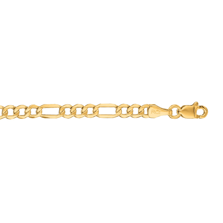 10K Yellow Gold 3.7mm Lite Figaro 18 Chain with Lobster Lock