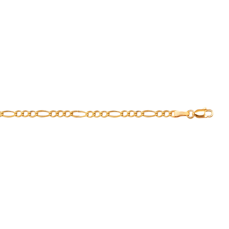 10K Yellow Gold 2.6mm Figaro 16 Chain with Lobster Lock