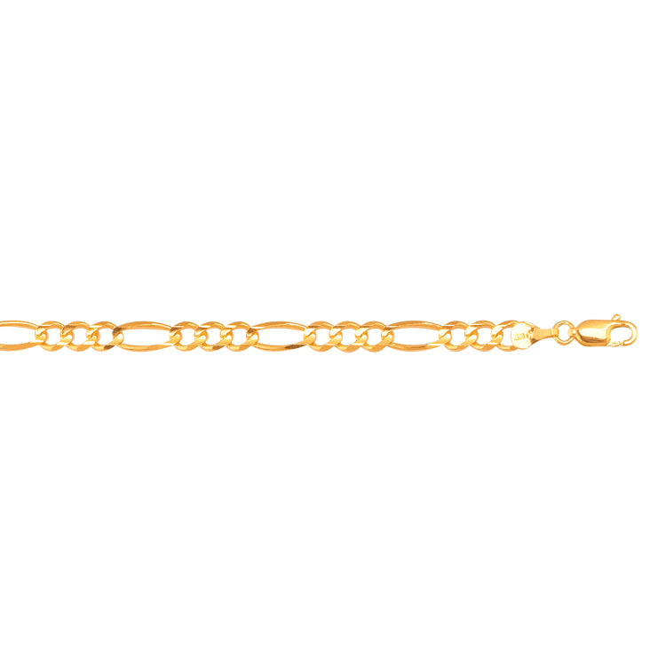 10K Yellow Gold 4.5mm Figaro 22 Chain with Lobster Lock