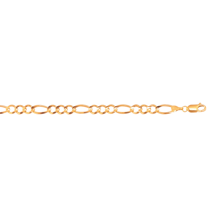 10K Yellow Gold 5.3mm Figaro 22 Chain with Lobster Lock