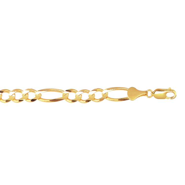 10K Yellow Gold 7.9mm Figaro 8.5 Chain Bracelet with Lobster Lock