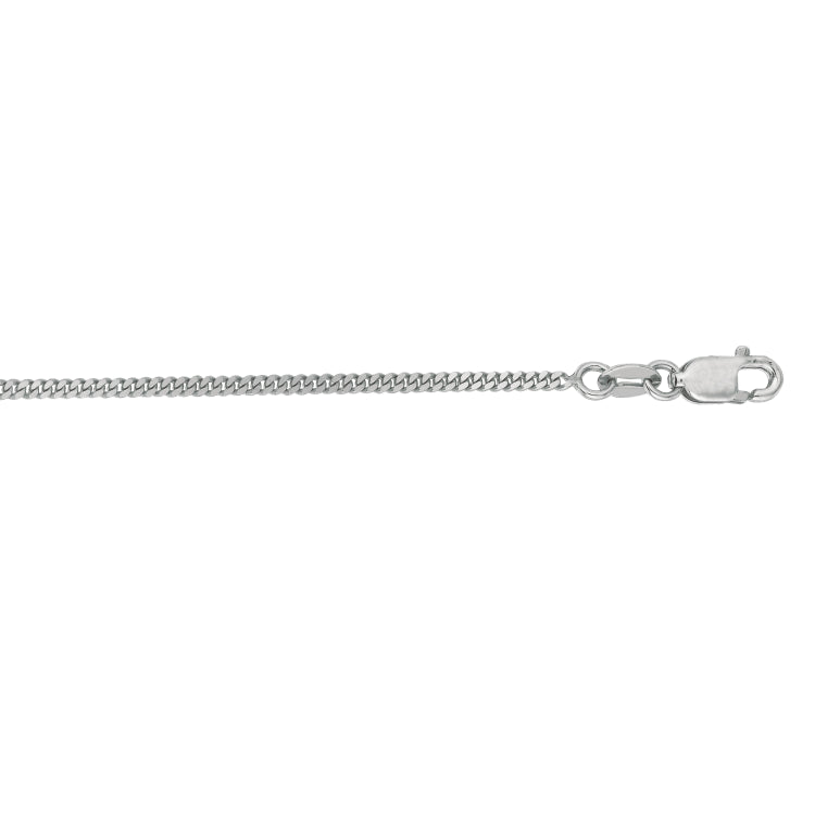 10K White Gold 1.4mm Gourmette 18 Chain with Lobster Lock